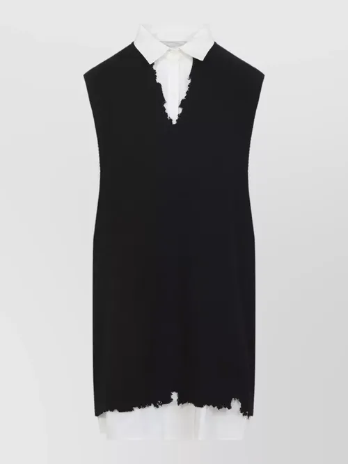 Maison Margiela - v neck sleeveless layered distressed hem dre