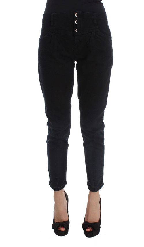 Cotton Slim Fit Cropped Jeans — Black