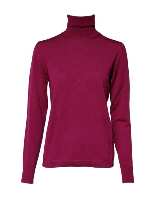 Virgin Wool Turtleneck Sweater — Purple