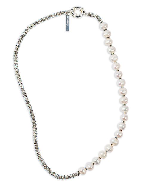 Pearl Octopuss. y Paris Diamond Crystal & Cultured Freshwater Pearl Strand Necklace, 19.6