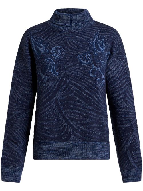 Jacquard turtleneck sweater - Blue