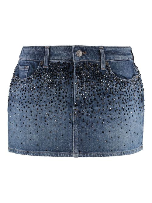 Rhinestone-embellished denim skirt - Blue