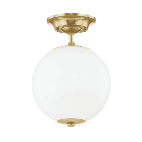Aged Brass One Light Semi Flush Mount from the Sphere No.1 Collection
