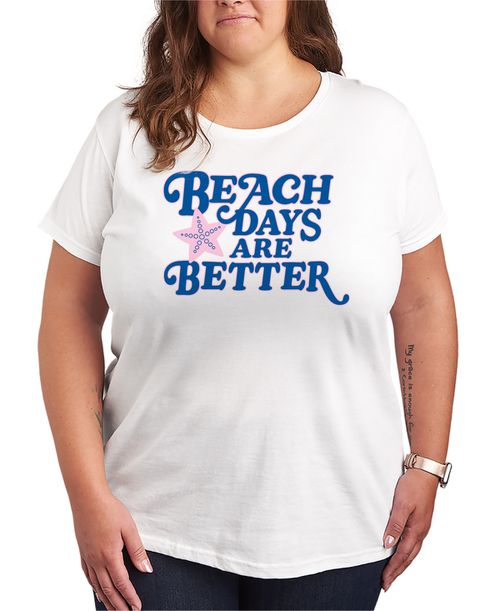 Plus Size Instant Message Beach Days are Better Short-Sleeve Graphic T-Shirt - White