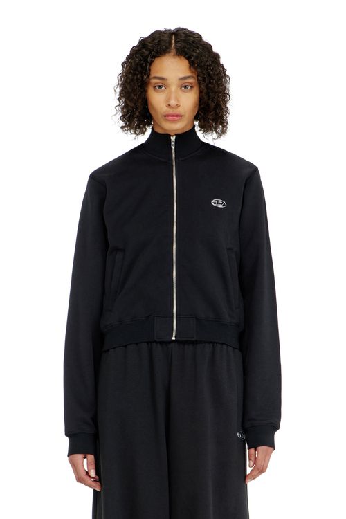 Zipped sweatshirt with silver Oval D - Sweaters - Woman - Black