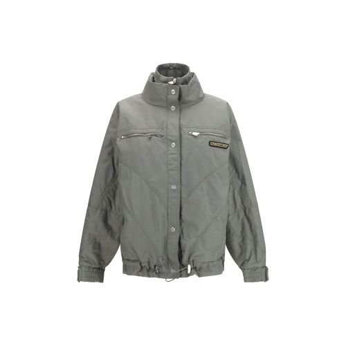 Padded Cotton with Chest Logo Patch Bomber Jacket — Gray