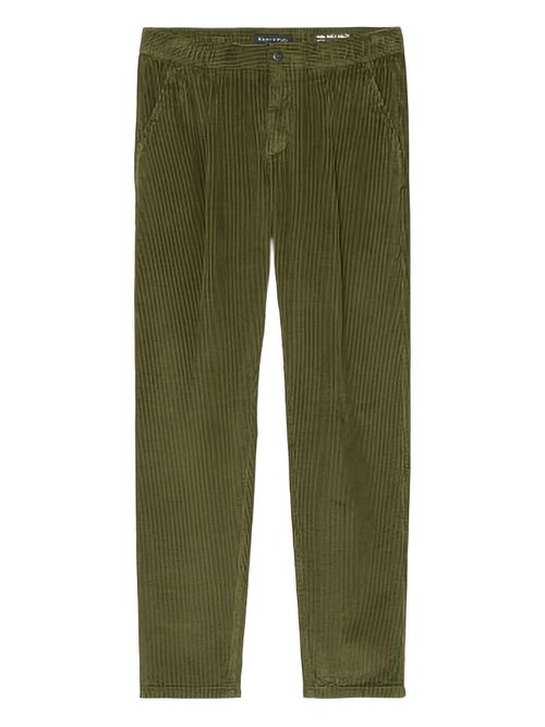Dart-detail corduroy trousers - Green