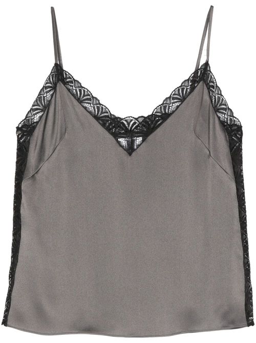 Lace-trim sleeveless top - Grey