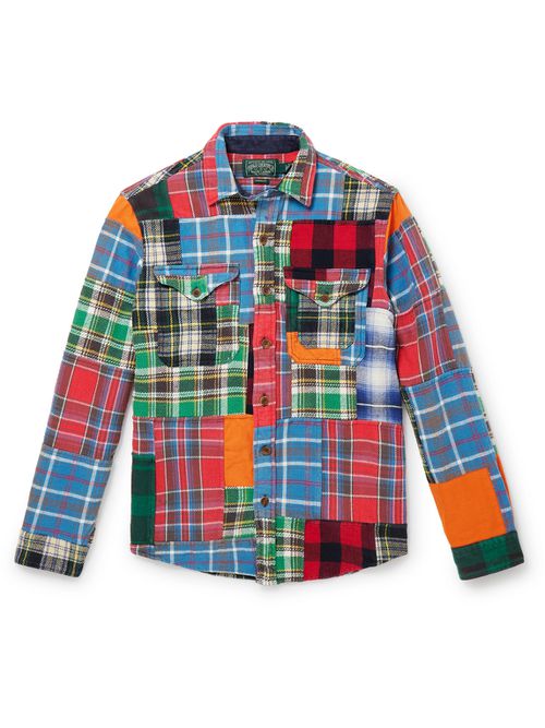 Checked Patchwork Cotton-Flannel Shirt