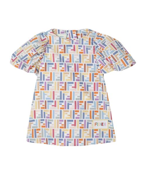 FF-logo puff-sleeve dress