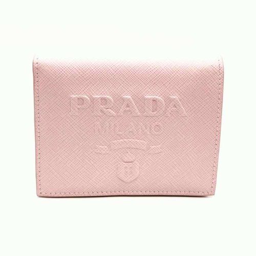 Prada Saffiano Pink Embossed Wallet Bi-Fold Pre-Owned