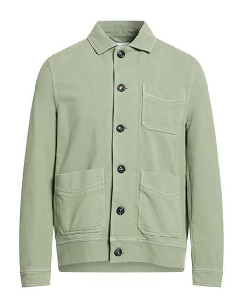 Man Jacket Sage green Size S Cotton, Elastane