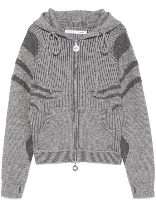 Ribbed-knit hoodie - Grey