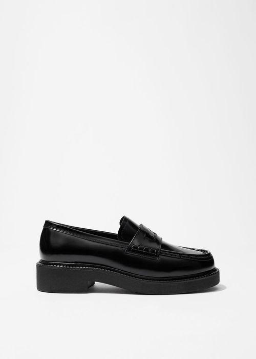 Chunky Leather Loafers - Black