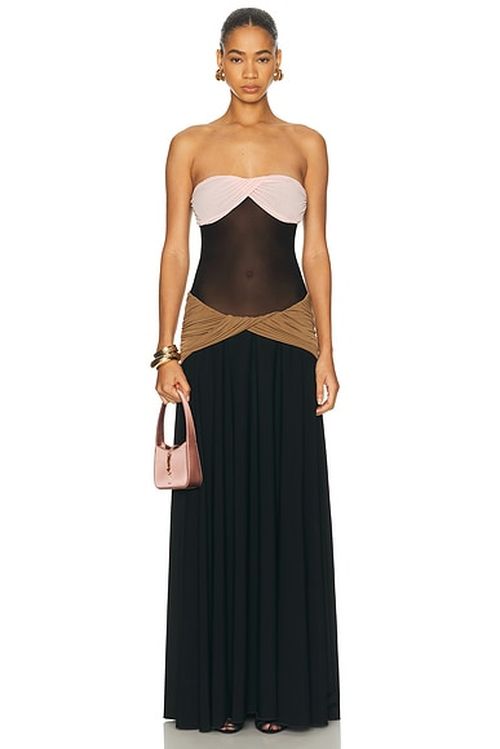 Burc Akyol Caryatid Jersey Dress in Black Rose Petal & Hazel - Black. L also in