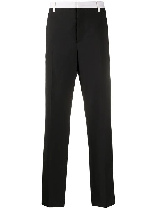 Side-Stripe Tailored Trousers — Black