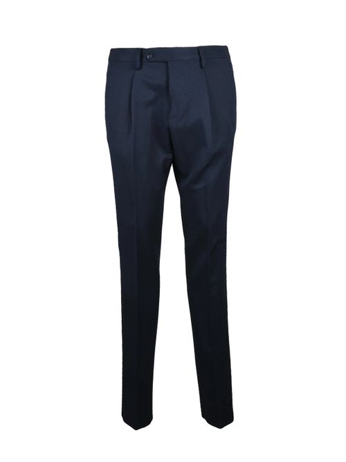 Tailored Blue Stretch Trousers with Flat Front Design