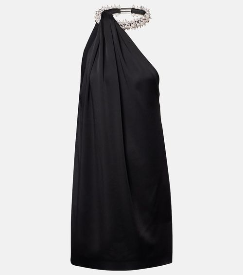 Embellished satin minidress