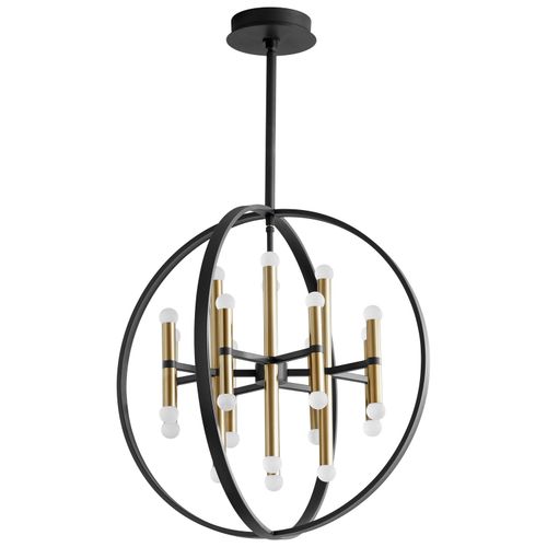 Black W Aged Brass LED Chandelier from the Nero Collection