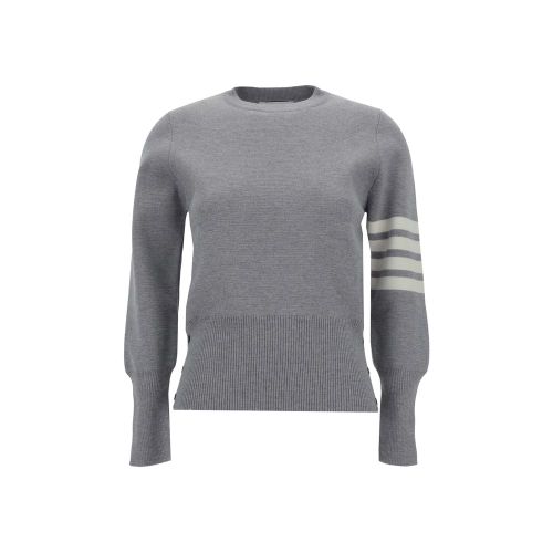 Virgin Wool with Signature Stripes Sweater — Gray