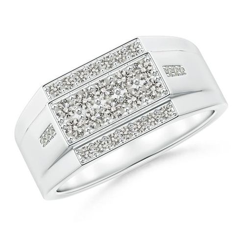 Angara 0.75 Carat Rectangular Composite Diamond Convex Men's Ring in Platinum