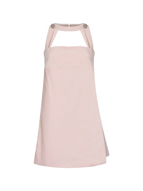 Crystal-Embroidered A-line Mini Dress — Pink