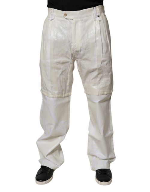 Linen Straight-Leg Trousers — White