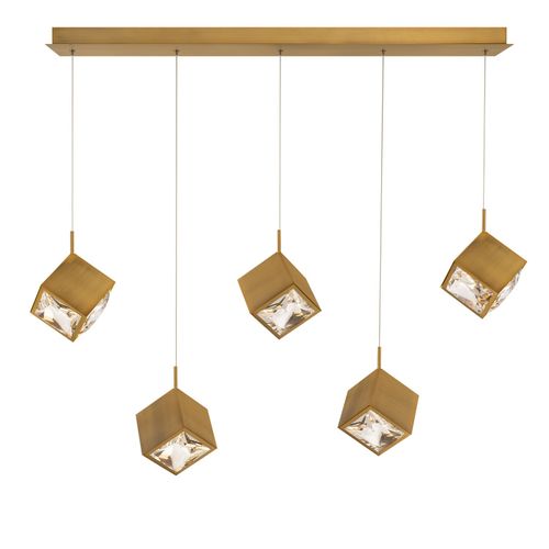 Aged Brass LED Chandelier from the Ice Cube Collection