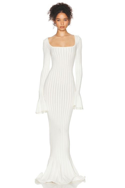 Helsa Tesca Knit Dress in White - White. XXS also in