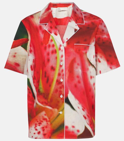 Printed cotton-blend twill shirt