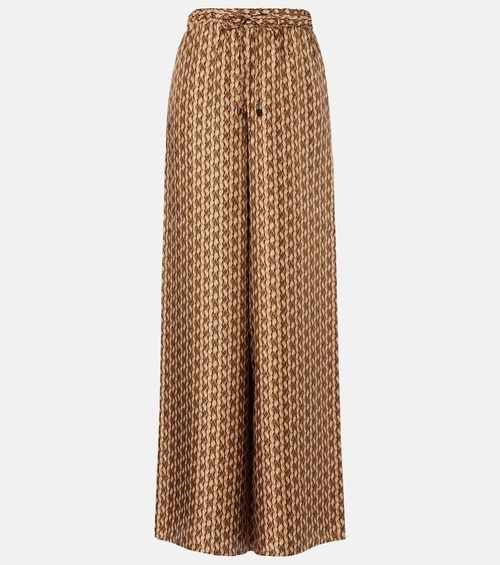 Clarino printed silk twill palazzo pants