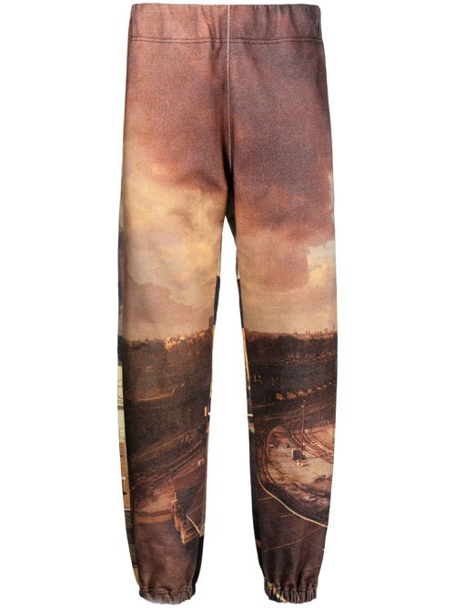 All-over city print track pants - Brown