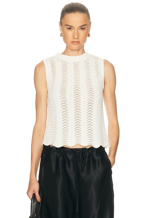 Loulou de Saison Vittoria American Armhole Tank Top in Ivory - Ivory. XS also in S