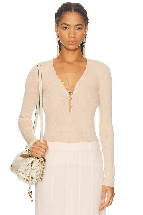 Chloe Long Sleeve Top in Honey Pink - Peach. M also in