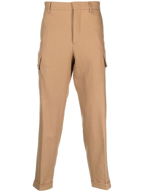 Cropped tapered wool trousers - Brown