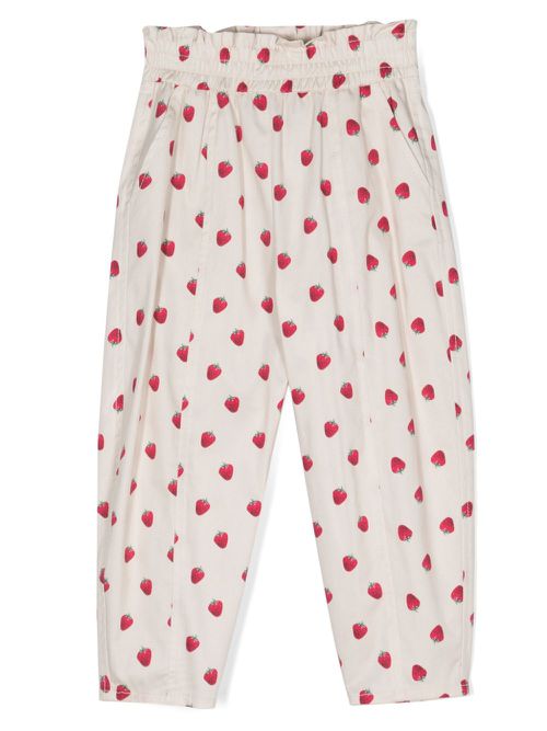 Fruit-print tapered-leg trousers - Neutrals