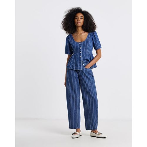 Simply Be Blue Stripe Barrel Jean