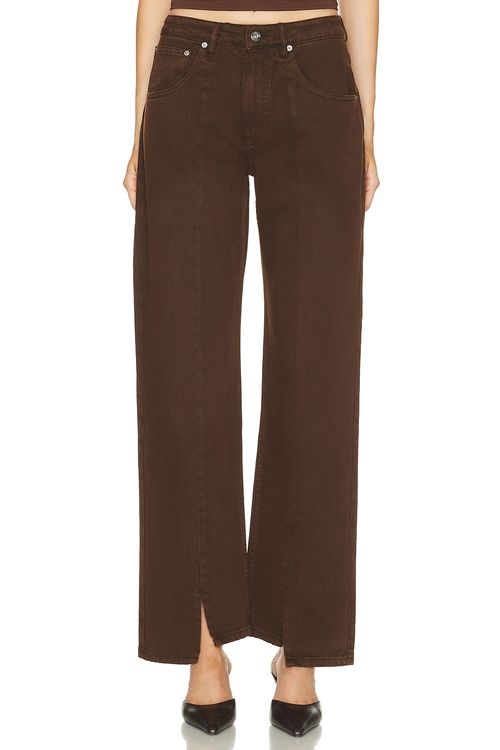 Mimchik Split Hem Wide Leg in Brown Overdye - Brown. 24 also , 26, 27
