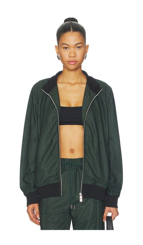 GCDS Triacetate Pinstripe Track Jacket in Dark Green. - M also in