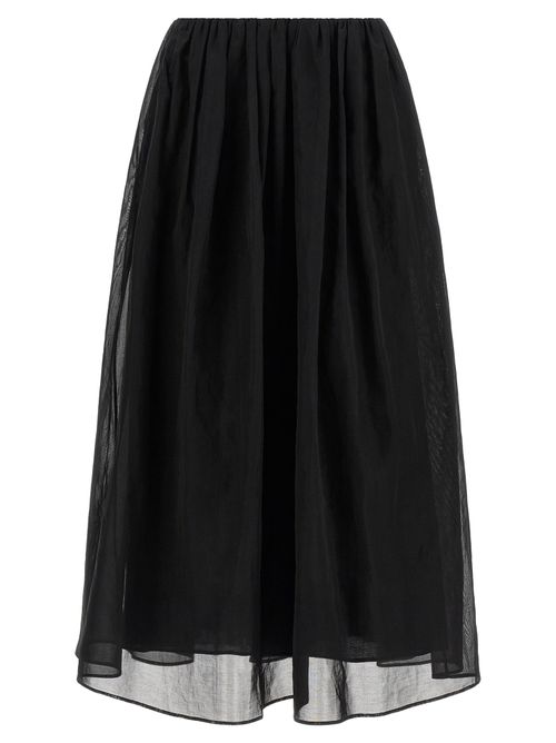 Cotton Organza Flared Skirt — Black
