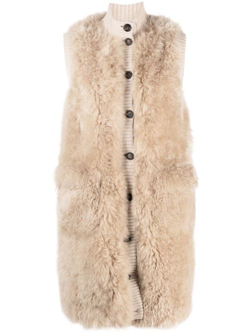 Textured sleeveless coat - Neutrals