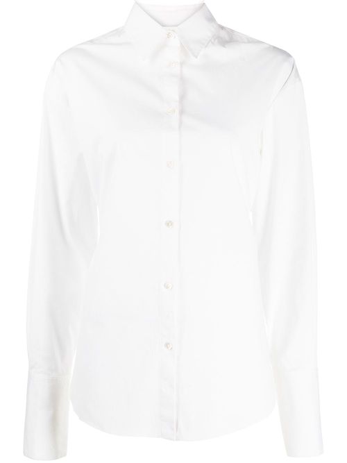 Buckle-fastened cotton shirt - White