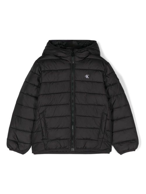 Embroidered-logo padded jacket - Black