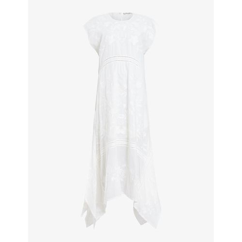 Allsaints | Womens Off White Gianna Embroidered Cotton Maxi Dress | Realry
