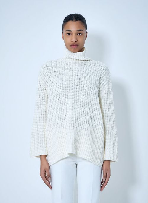 Waffle Knit Turtleneck Sweater