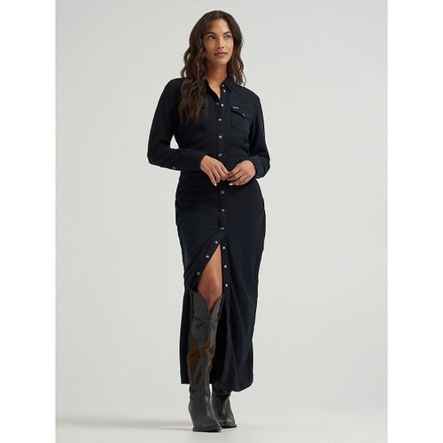 Women's Cinched Maxi Dress in Black Fade