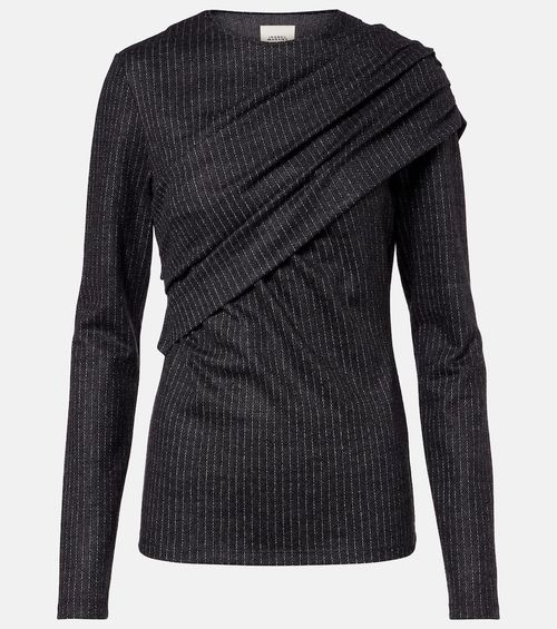 Asna chalk stripe wool and cotton top