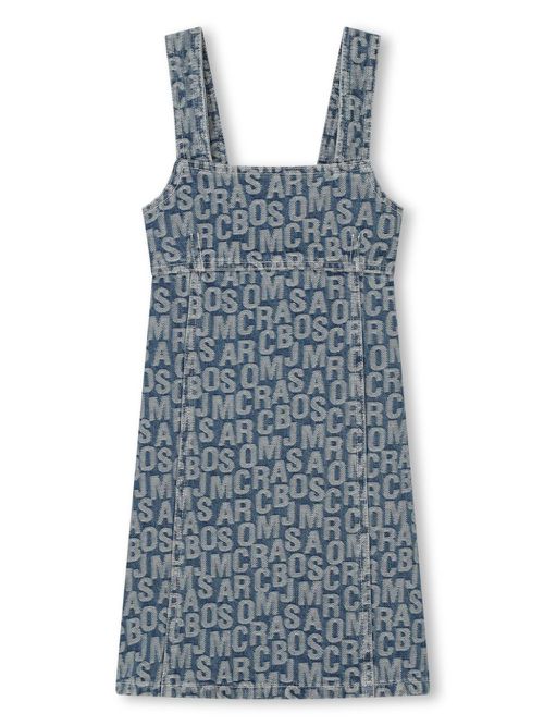 Logo-print cotton denim dress - Black