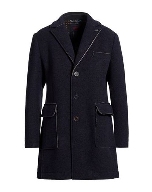 Man Coat Navy Size 40 Polyester, Acrylic, Wool, Elastane