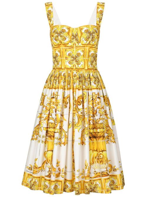 Yellow Majolica Corset Dress - Women's - Cotton